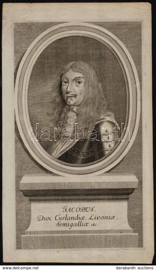 Jacobus, Dux Curlandiae, Livoniae, Semigalliae... Kurlandiai Jakab Herceg. Rézmetszet / Copper Plate Portrait 17x37,5 Cm - Prenten & Gravure