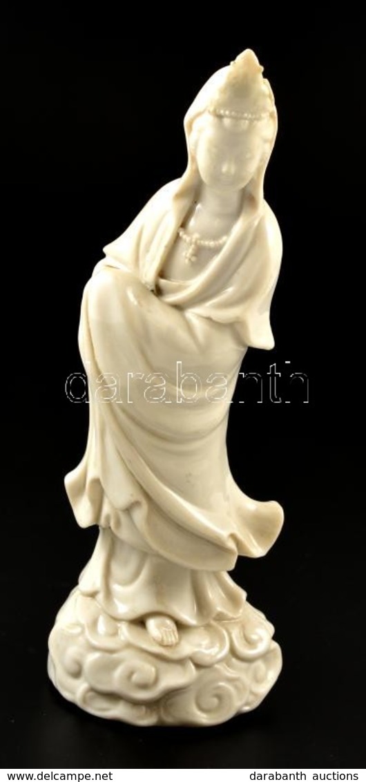 Guan Yin, Fehér Mázas, Javított, Jelzés Nélkül, M:18 Cm - Other & Unclassified