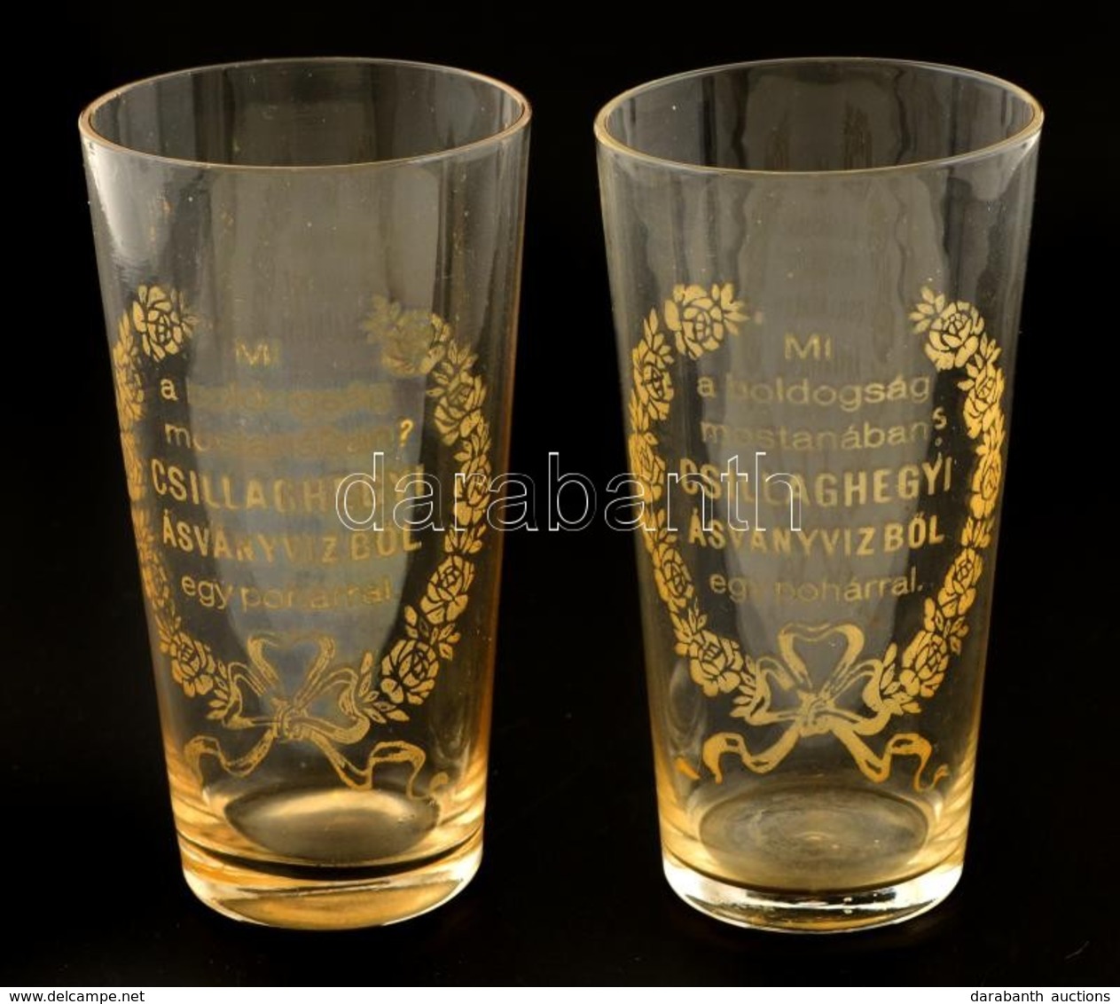 Csillaghegyi Ásványvíz, 2 Db Reklámos Kis Pohár, Matricásak, Apró Csorbákkal, D: 5,5 Cm - Glas & Kristal