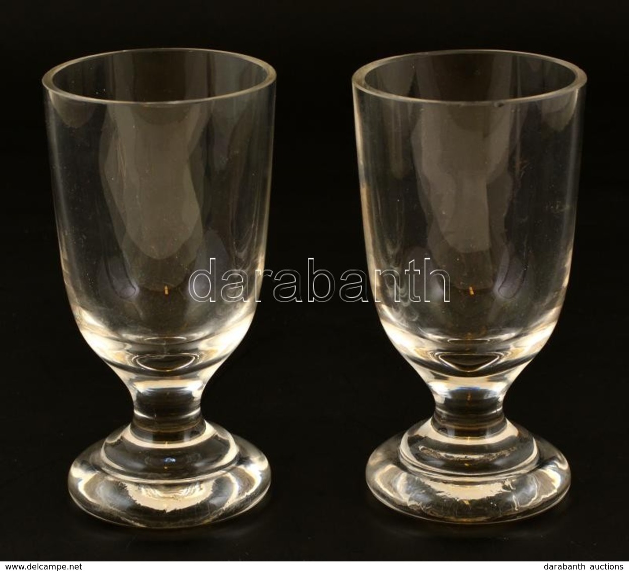 Régi Talpas Pohár ( 2db), Peremén Apró Csorbákkal, M: 13,5 Cm (2×) - Glas & Kristal