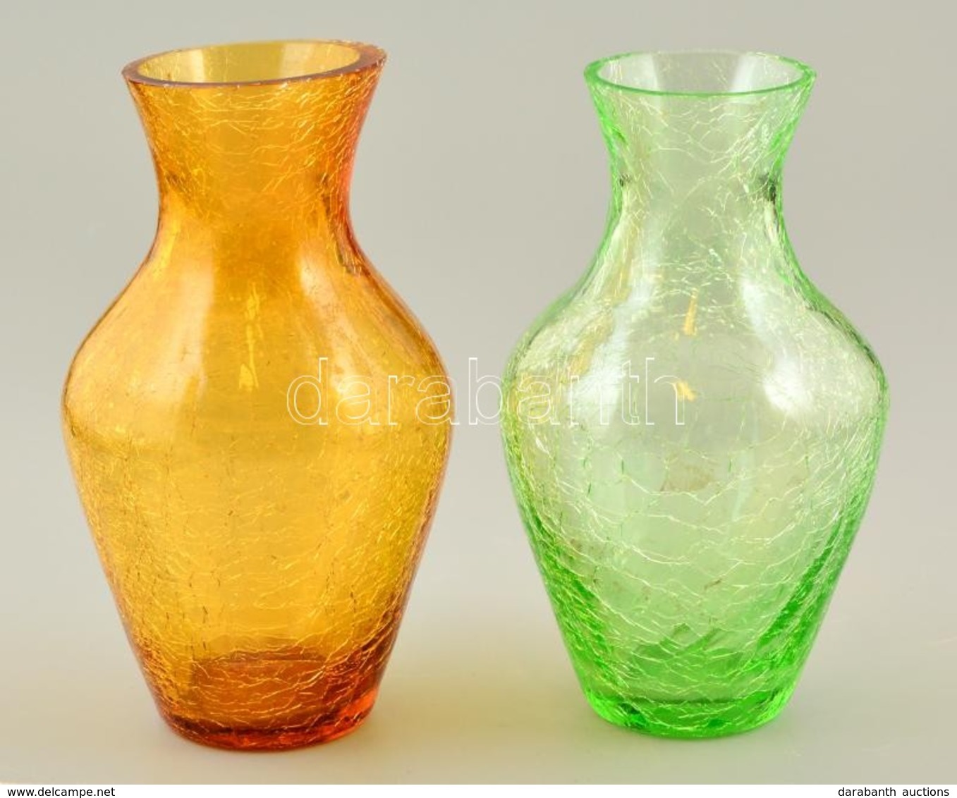 2 Db Repesztett üveg Váza, Minimális Hibával, M: 14 és 15 Cm - Glass & Crystal