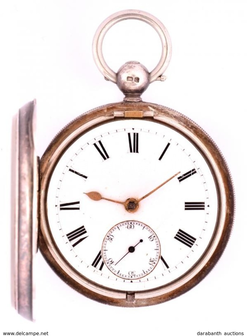 Anker Járatos, Kulcsos Ezüst Zsebóra Működő, Jó állapotban, Kulccsal   D: 5 Cm / Silver Pocket Watch With Key - Andere & Zonder Classificatie