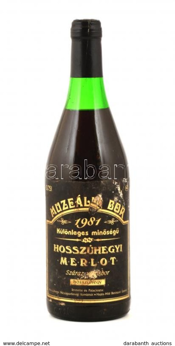 1981 Muzeális Bor: Hosszúhegyi Merlot, Száraz Vörösbor, 0,75 L Bontatlan Palack - Other & Unclassified