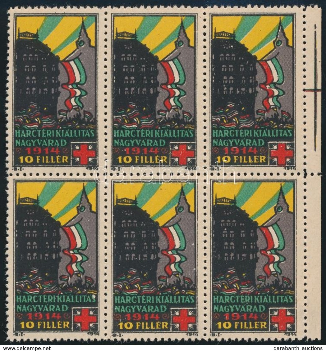 1914 Nagyvárad, Harctéri Kiállítás Segélybélyeg Hatostömb - Zonder Classificatie
