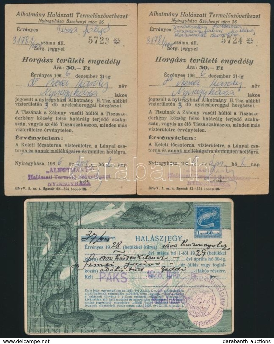 1928-1966 Halászjegy + 2 Db Horgászengedély - Unclassified