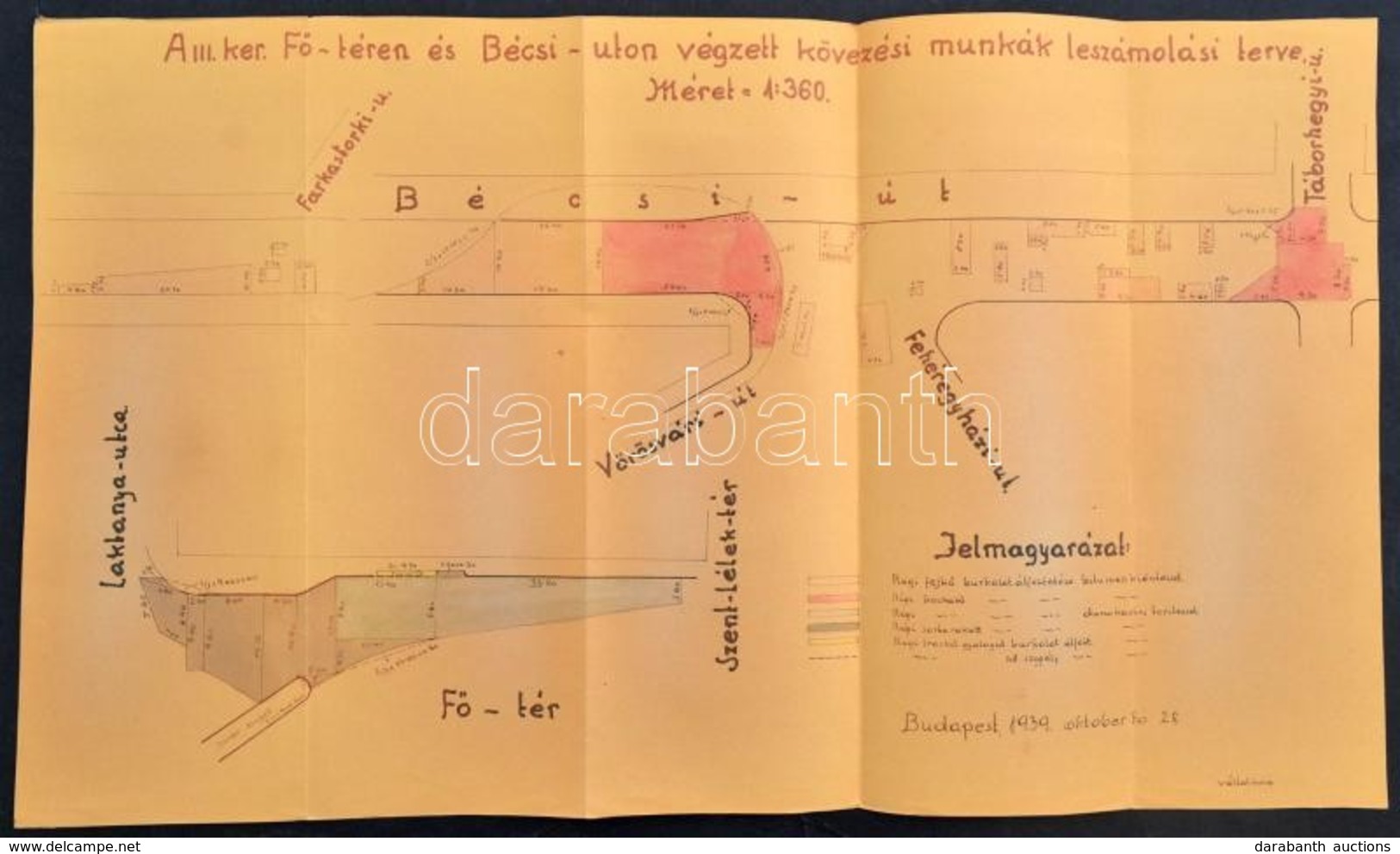 1939 Budapest III. Ker. Óbuda Utcáinak, A Fő Térnek Kövezési Munkái, Kézzel Rajzolt Tervrajzok, Szép állapotban, 17 Db - Unclassified