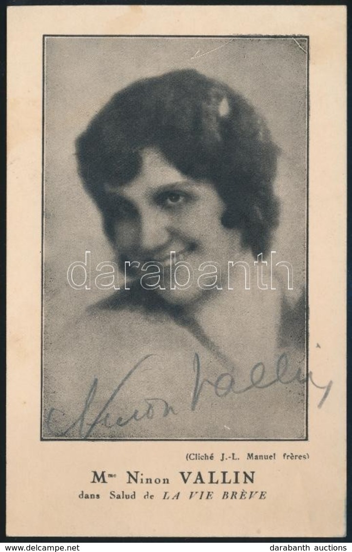 Ninon Vallin Francia Operaénekesnő (1886-1961) Aláírása Az őt ábrázoló Képen - Other & Unclassified