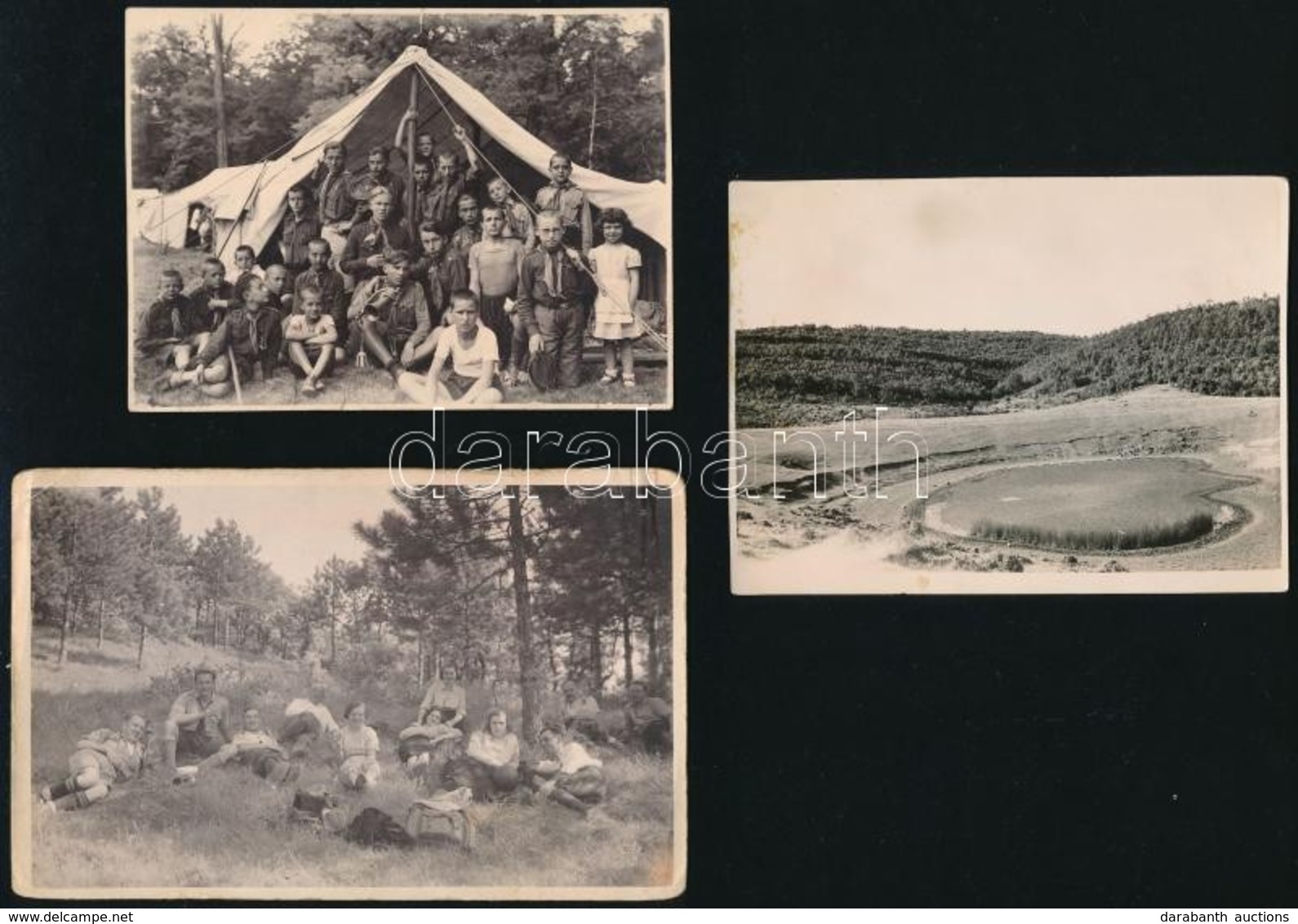 Cca 1930 Turista Fotók, Közte Cserkészekkel, Nagy-Kevély, Aggtelek Vöröskő, 2 Db Gerecse (bajóti Öregkő-barlang, Kilátás - Andere & Zonder Classificatie