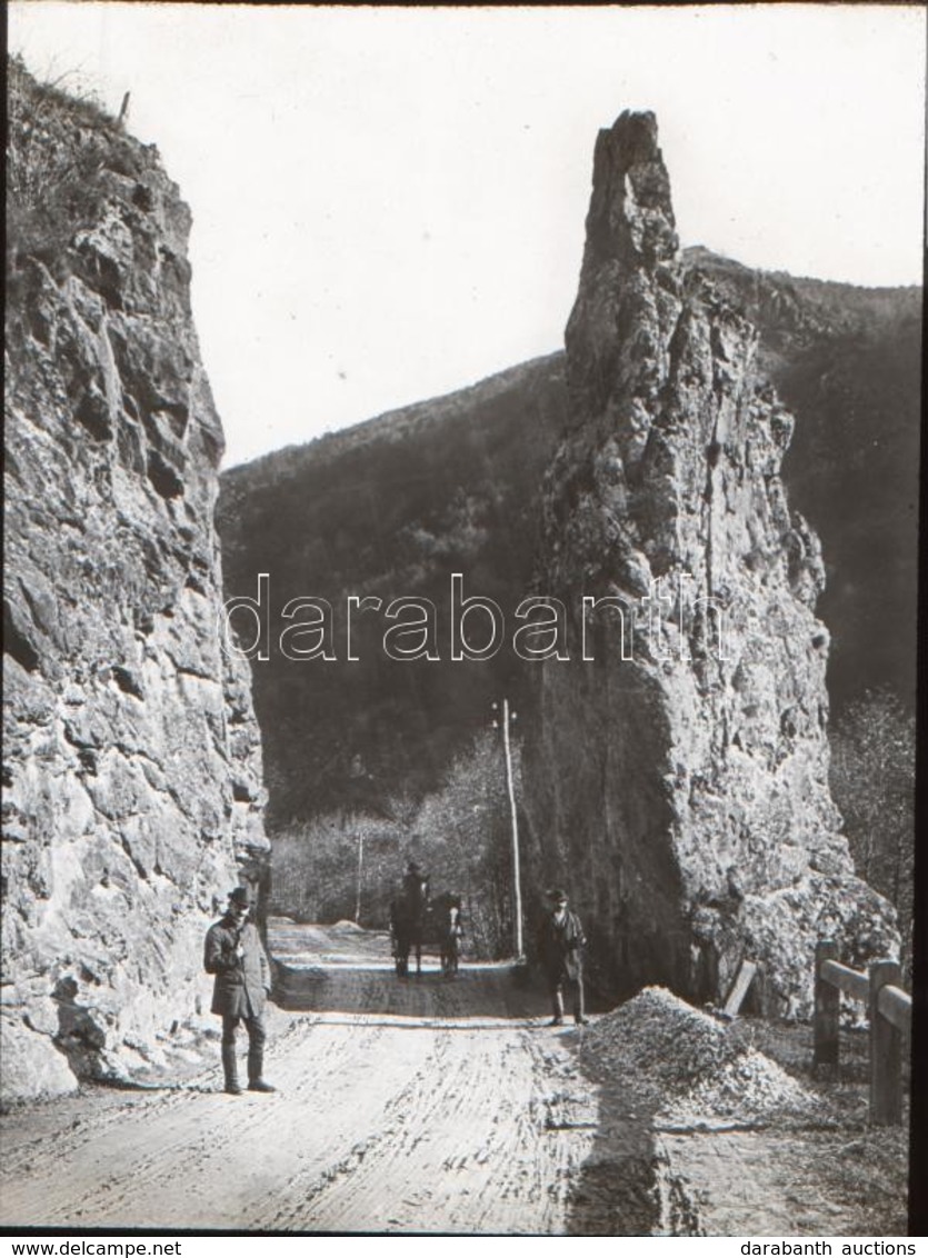 Cca 1910 Leánykőszikla, Aranyos Völgy Üveg Dia Kép. 8x8 Cm - Otros & Sin Clasificación