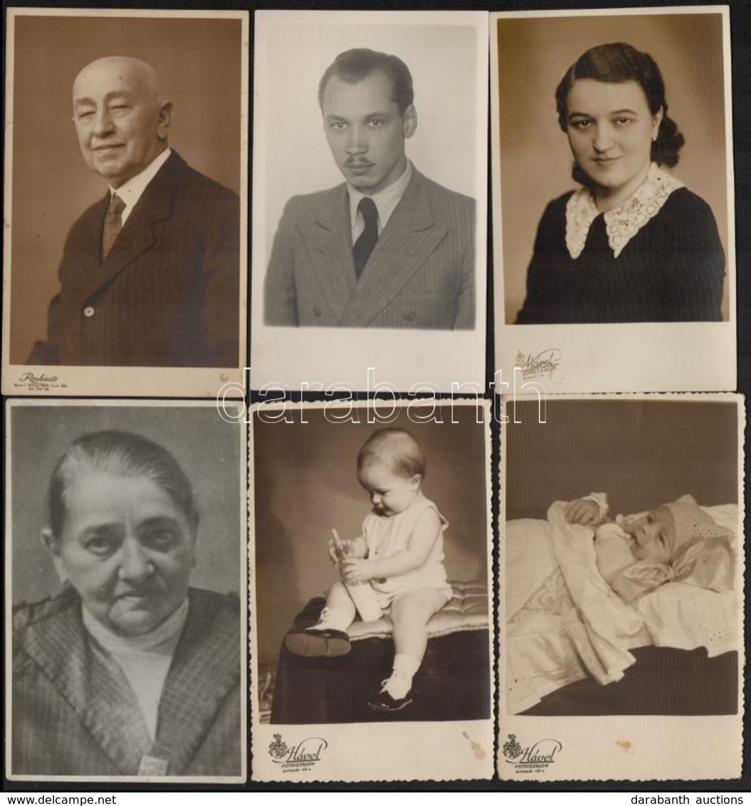 Cca 1949 Budai Fotósok által Készített Műtermi Portrék és Csoportképek, 10 Db Fotólap, 9×14 Cm - Other & Unclassified