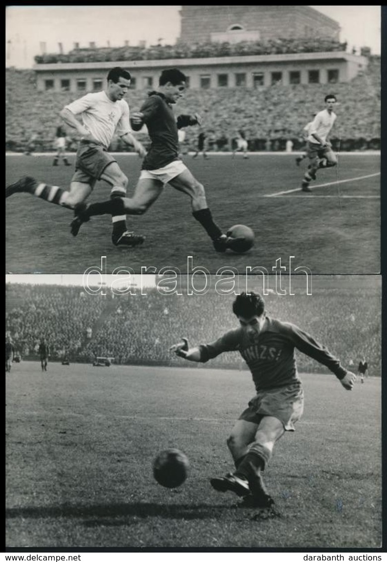 Cca 1950-1960 Futballjelentek, Kinizsi-Ausztria, Honvéd-Rapid, Magyarország-Csehszlovákia, Kozák Lajos Fotói, 3 Db, 12×1 - Other & Unclassified