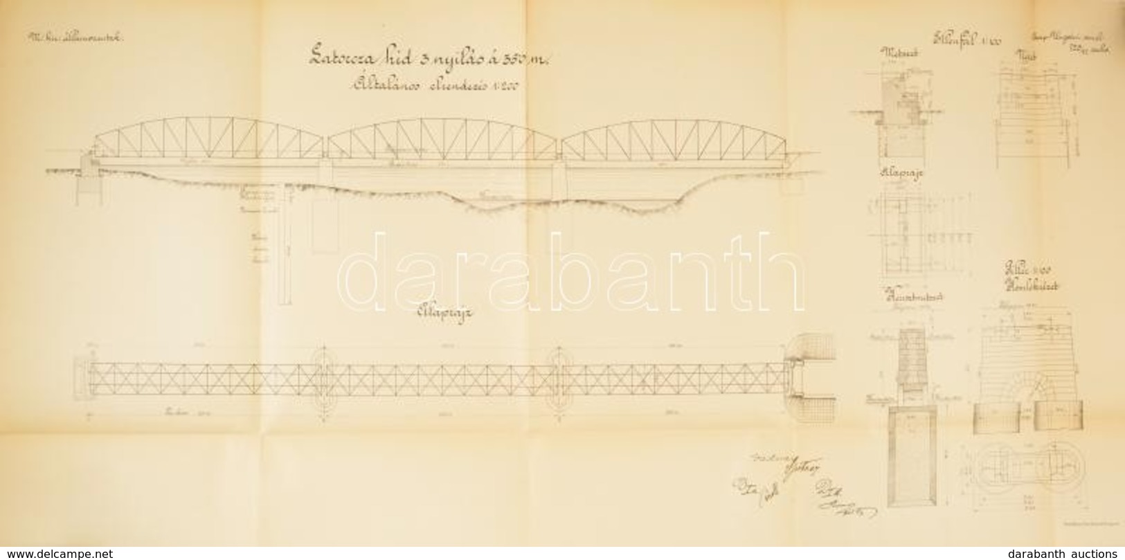 Cca 1880 A Magyar Királyi Államvasutak Szabvány épületeinek és Egyéb Műtárgyainak Bemutató Lapjai. Összesen 5 Db Nagy Mé - Other & Unclassified