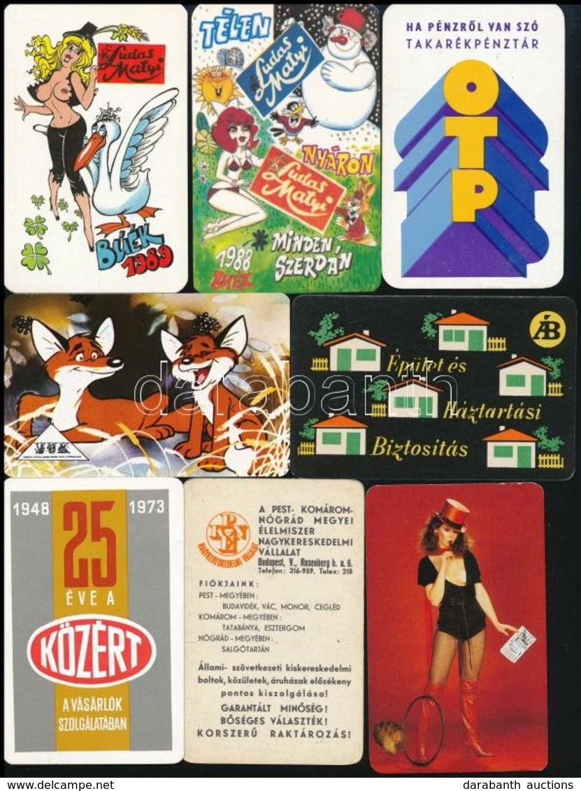 1961-1989 Vegyes Kártyanaptárak, Közte Vuk, Ludas Matyi, 14 Db - Advertising