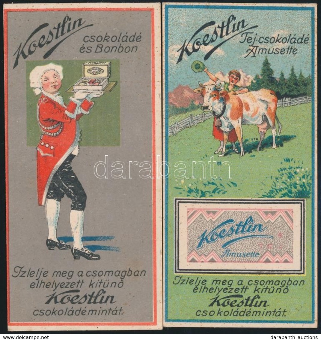 Cca 1900-1910 Koestlin Csokoládé Litho Reklám Kártya, 10x5 Cm. - Advertising