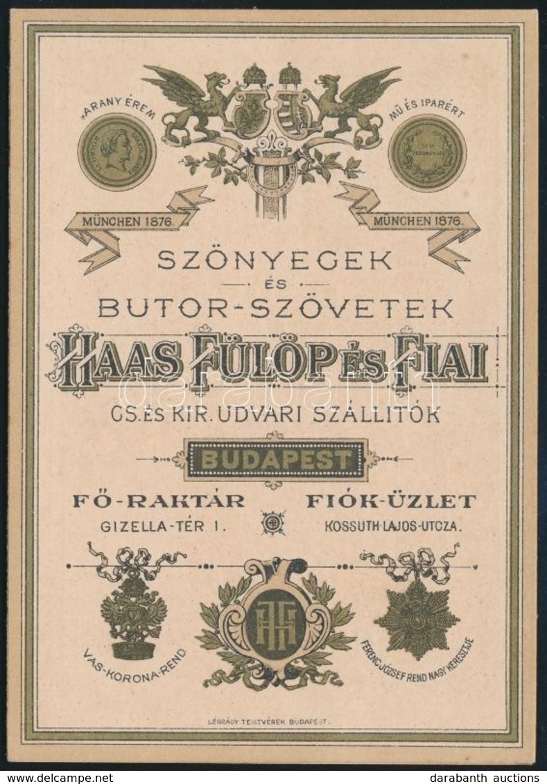 Cca 1900-1910 Has Fülöp és Fiai Szőnyeg és Bútor-szövet Gyártók, Cs. és Kir. Udvari Szállítók Kihajtható Reklám-kártyája - Advertising