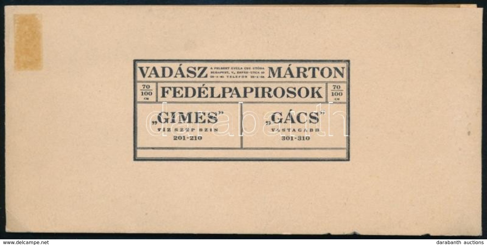 Cca 1920-1940 Vadász Márton Fedélpapírosok, 'Gimes-Gács', Termékminta Prospektus - Werbung