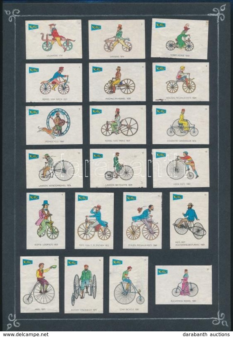 60 Db Német, A Kerékpár Történetét Bemutató Gyufacímke, 3 Kartonlapon - Unclassified