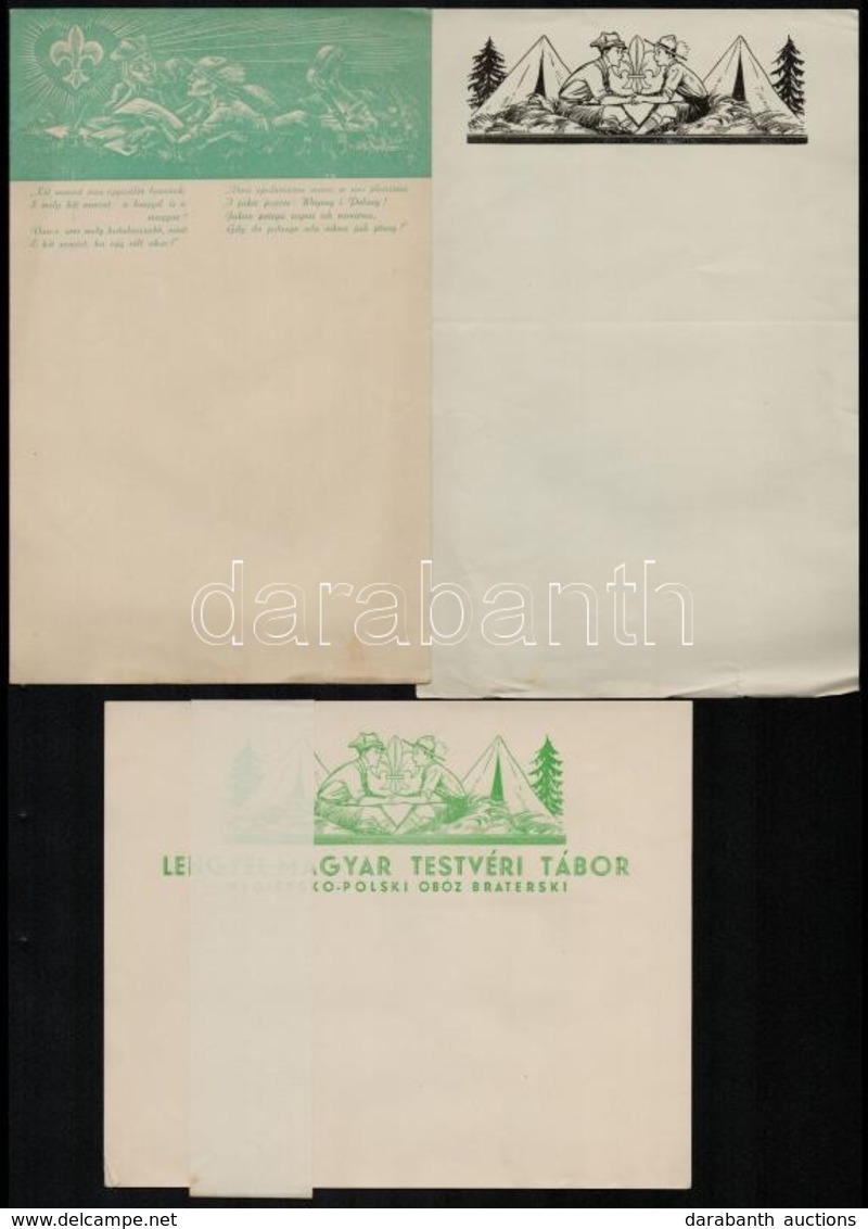 Cca 1930 Magyar-lengyel Cserkészkör 10 Db Hasznáaltlan Levélpapír és Boríték. Többféle - Scouting