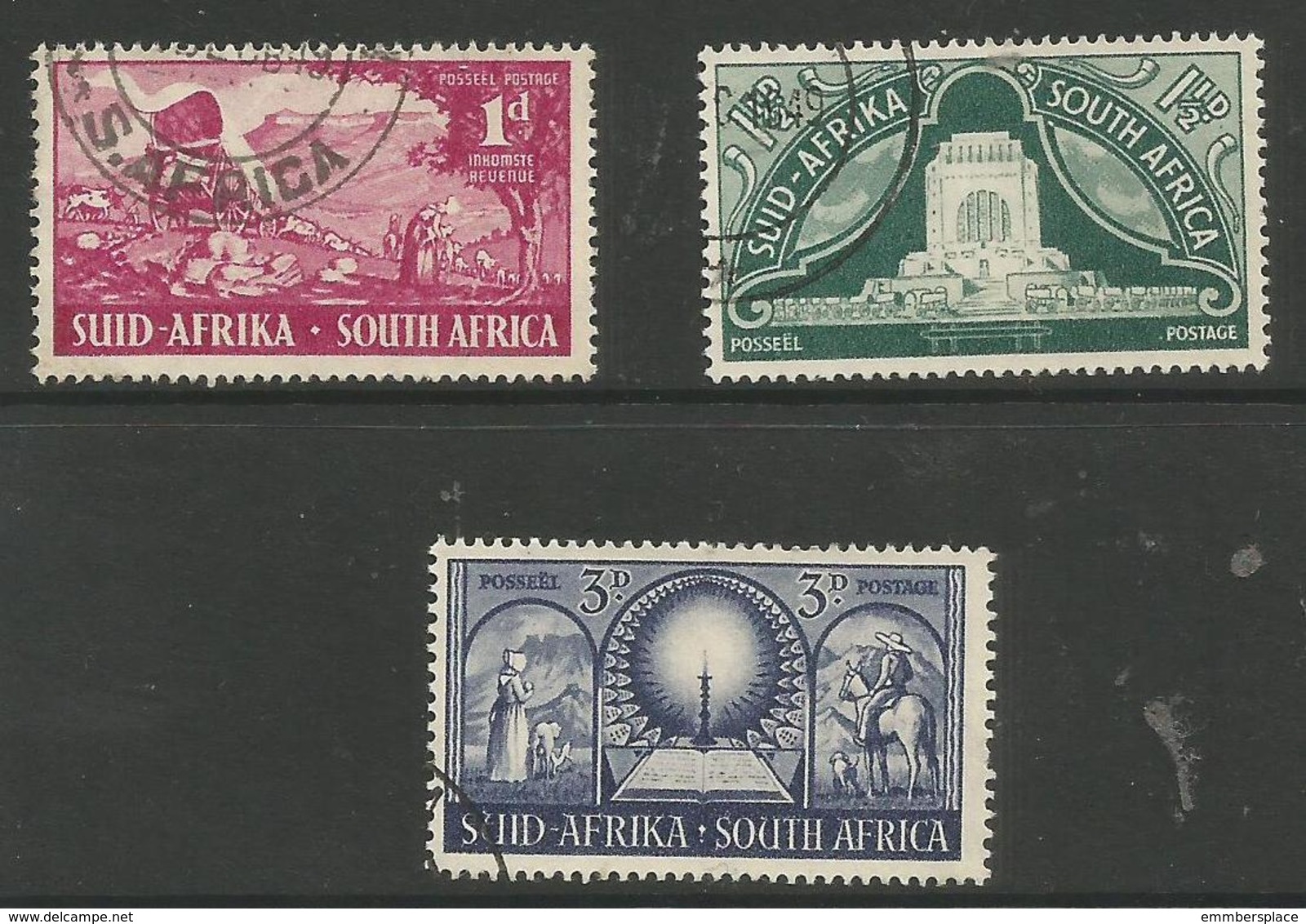 South Africa - 1949 Voortrekker Monument  Used  SG 131-3  Sc 112-4 - Used Stamps