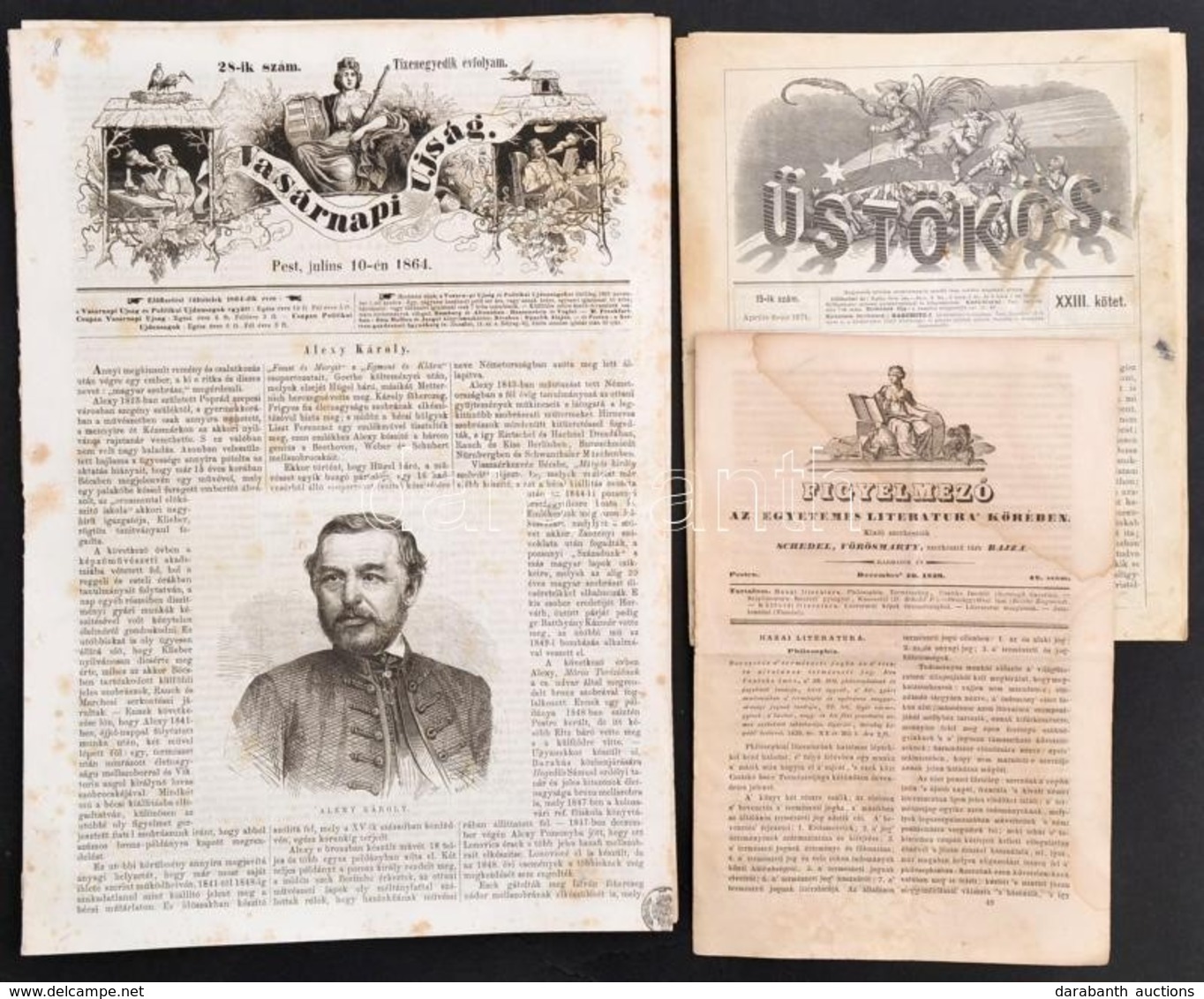 1839-1871 Vegyes újság Tétel, 3 Db: 
1839 Figyelmező. Az Egyetemes Literatura' Körében. Szerk.: Schedel (Toldy Ferenc),  - Unclassified