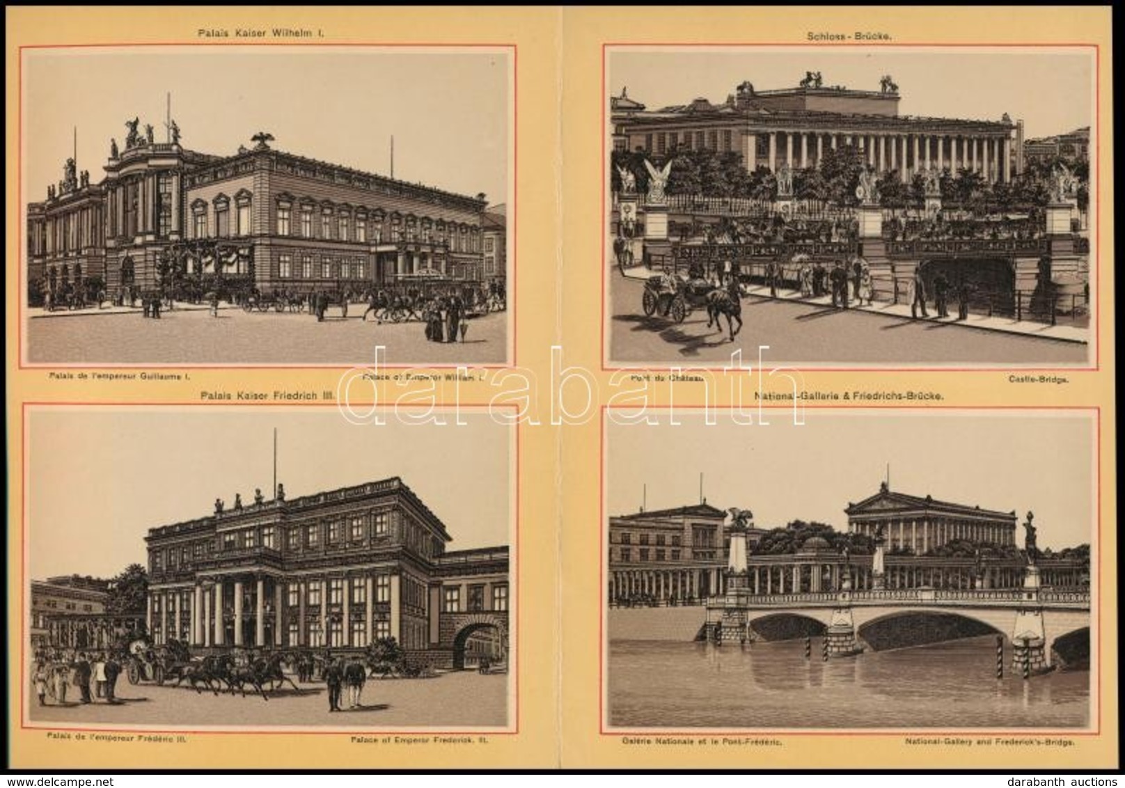 Cca 1890 Berlin, Potsdam és Charlottenburg 24 Oldalon Litografált Képet Tartalmazó Leporelló Egészvászon Kötésben. / Lep - Zonder Classificatie