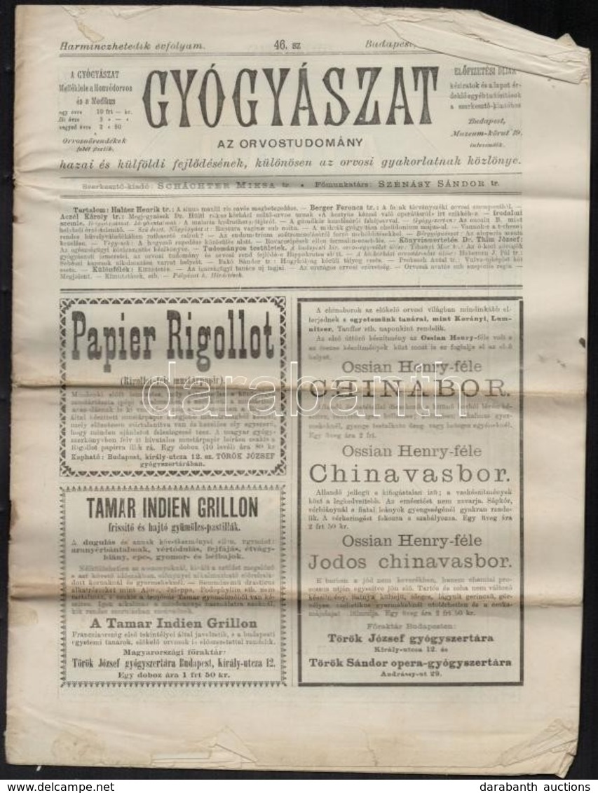 1897 A Gyógyászat C. Orvostudományi Lap 46. Száma - Unclassified