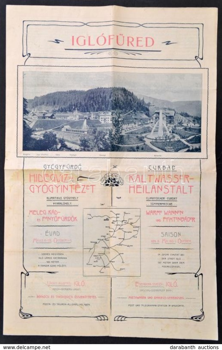 Cca 1900 Iglófüred (Felvidék) üdülőhely Nagyméretű Képes Reklámkiadvány, Szobaárakkal, Magyar és Német Nyelven, 4p - Non Classificati