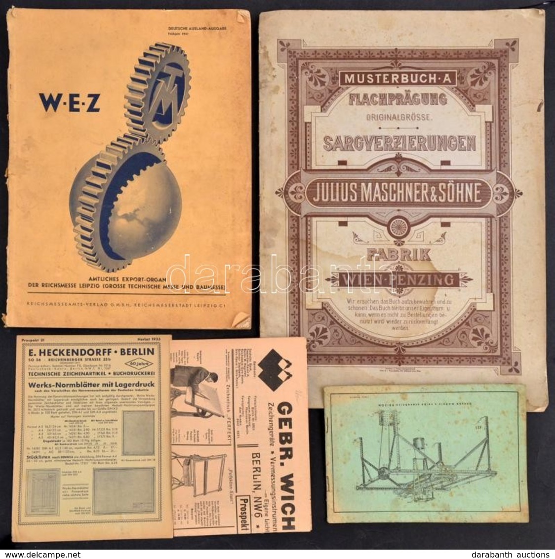 Cca 1900-1940 5 Db Termékminta Katalógus Julius Maschner Díszmű Katalógus. WEZ Fogaskerék, Edison Katalógus. - Zonder Classificatie