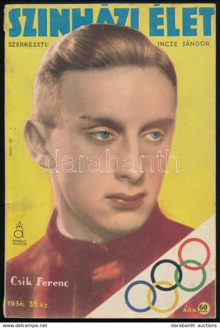 1936 A Színházi Élet 35. Száma, Címlapon Csík Ferenc úszóval, 143p - Unclassified