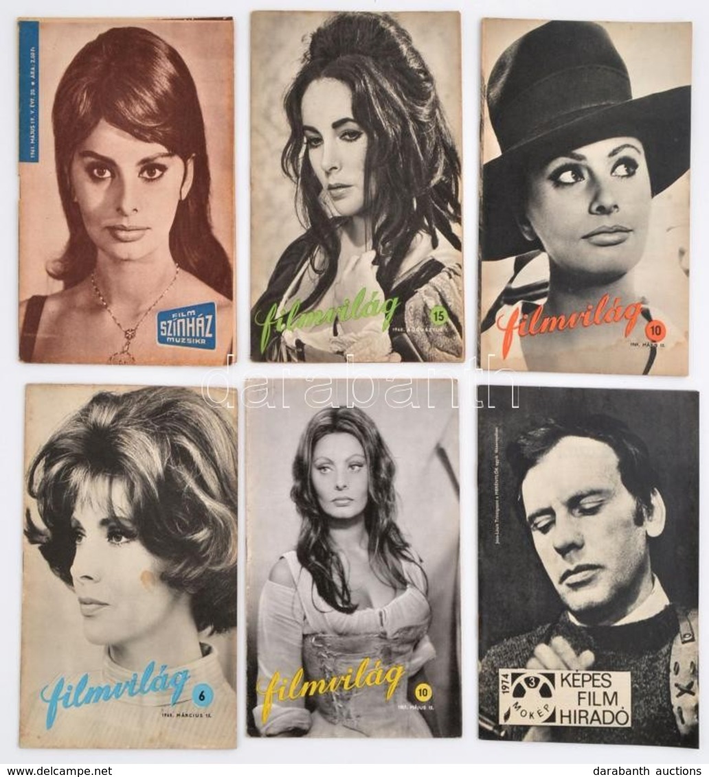 1961-1974 A Filmvilág, A Film Színház Muzsika és A Képes Film Híradó Című újságok 6 Db Száma, Címlapon Sophia Loren, Lol - Unclassified