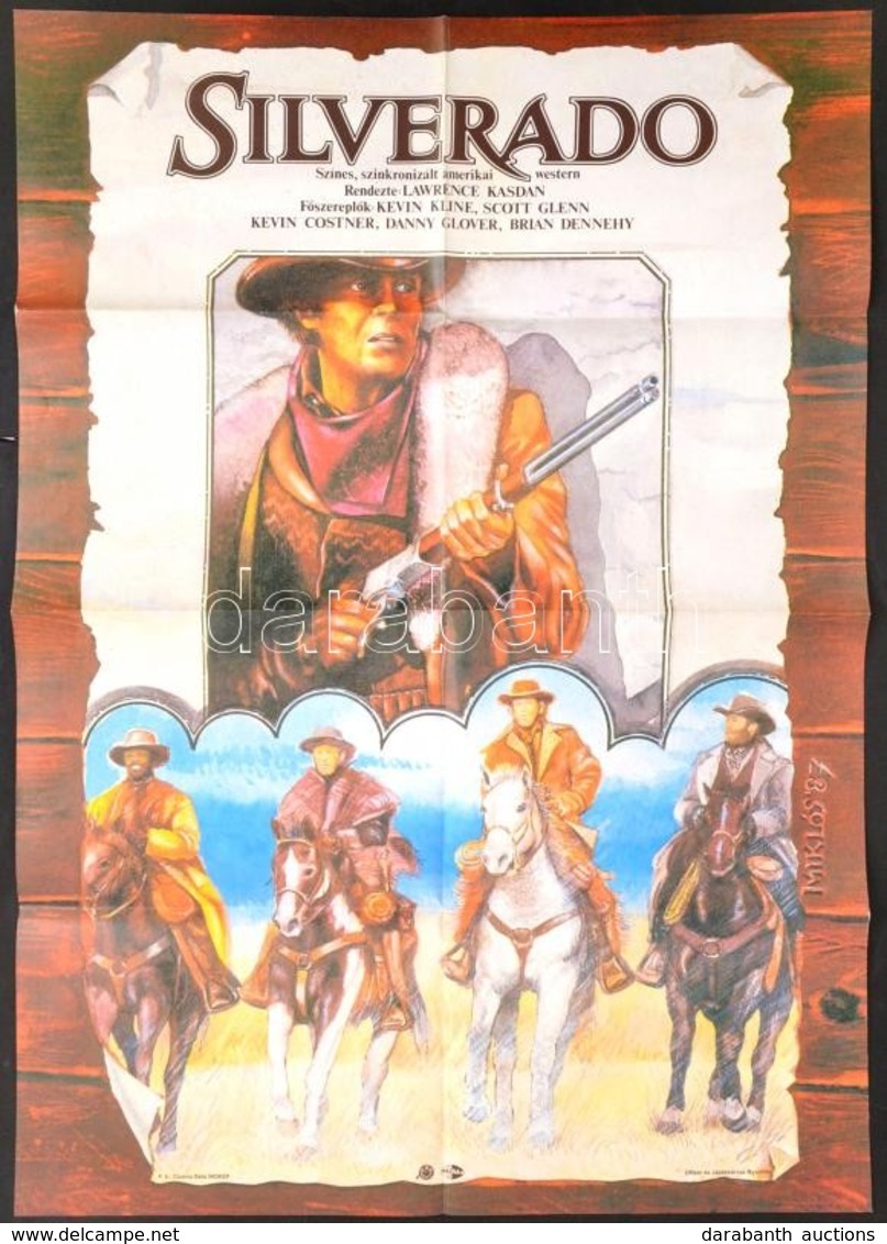 1987 Miklós Károly (?-): Silverado, Filmplakát, MOKÉP, Hajtott, 81×56 Cm - Andere & Zonder Classificatie