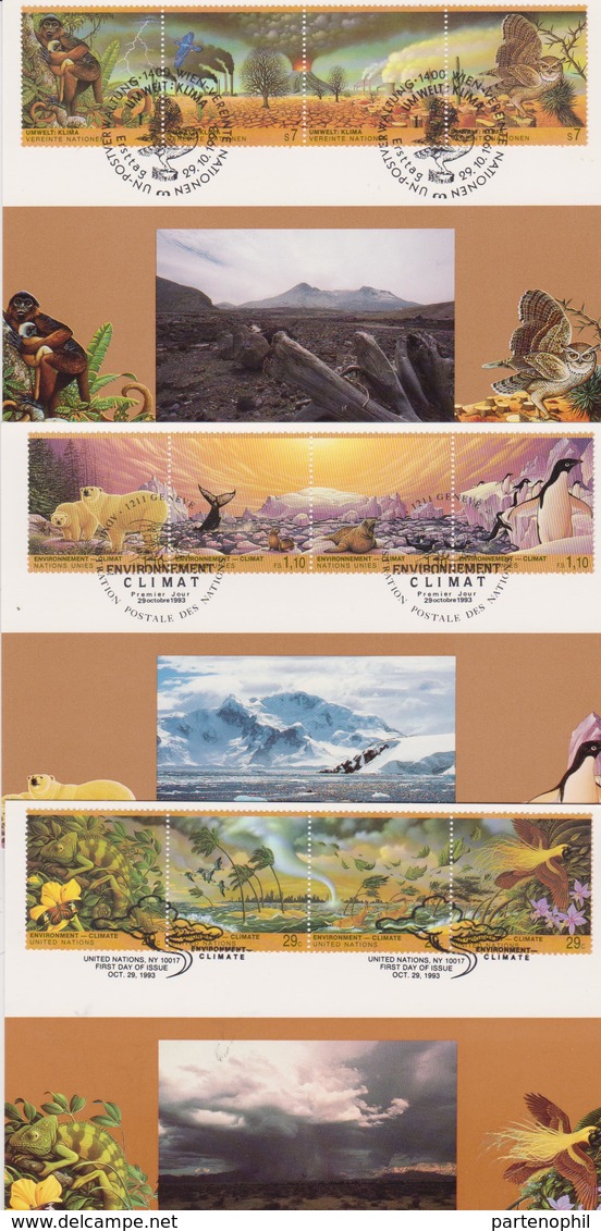 ONU 3 Post Cards Dinosauri Dinosaurs Prehistoric Animals - Preistorici