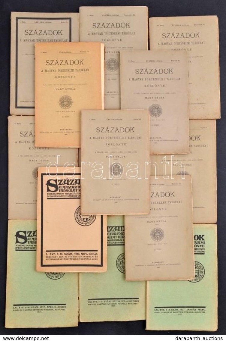 1901-1927 Századok. Magyar Történelmi Társulat Közlönyének 14 Szórványszáma. Részben Szakadozott Gerincekkel, Ezeket Les - Zonder Classificatie