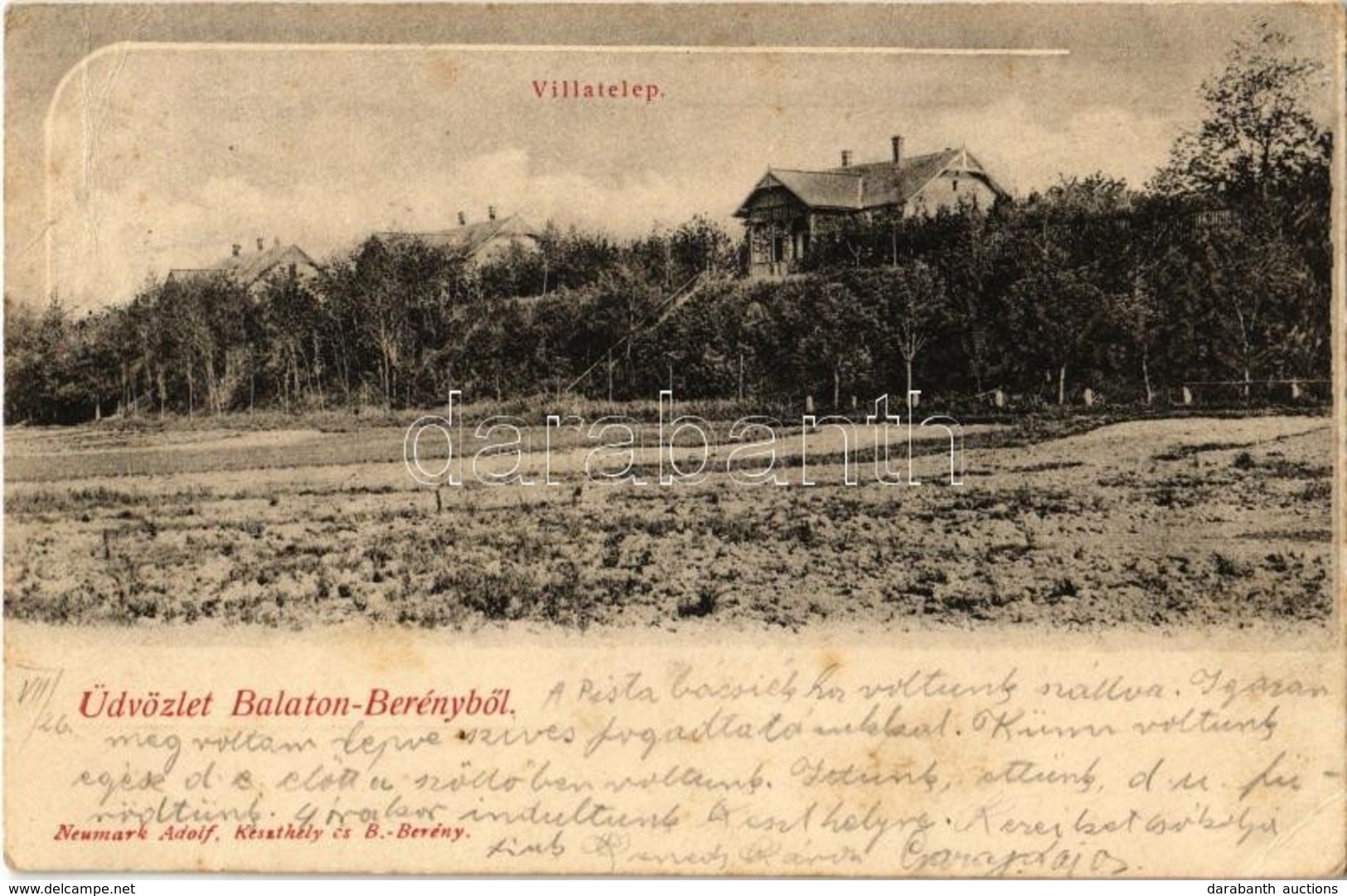 T3 1905 Balatonberény, Villatelep, Villák, Nyaralók. Kiadja Neumark Adolf (EB) - Unclassified