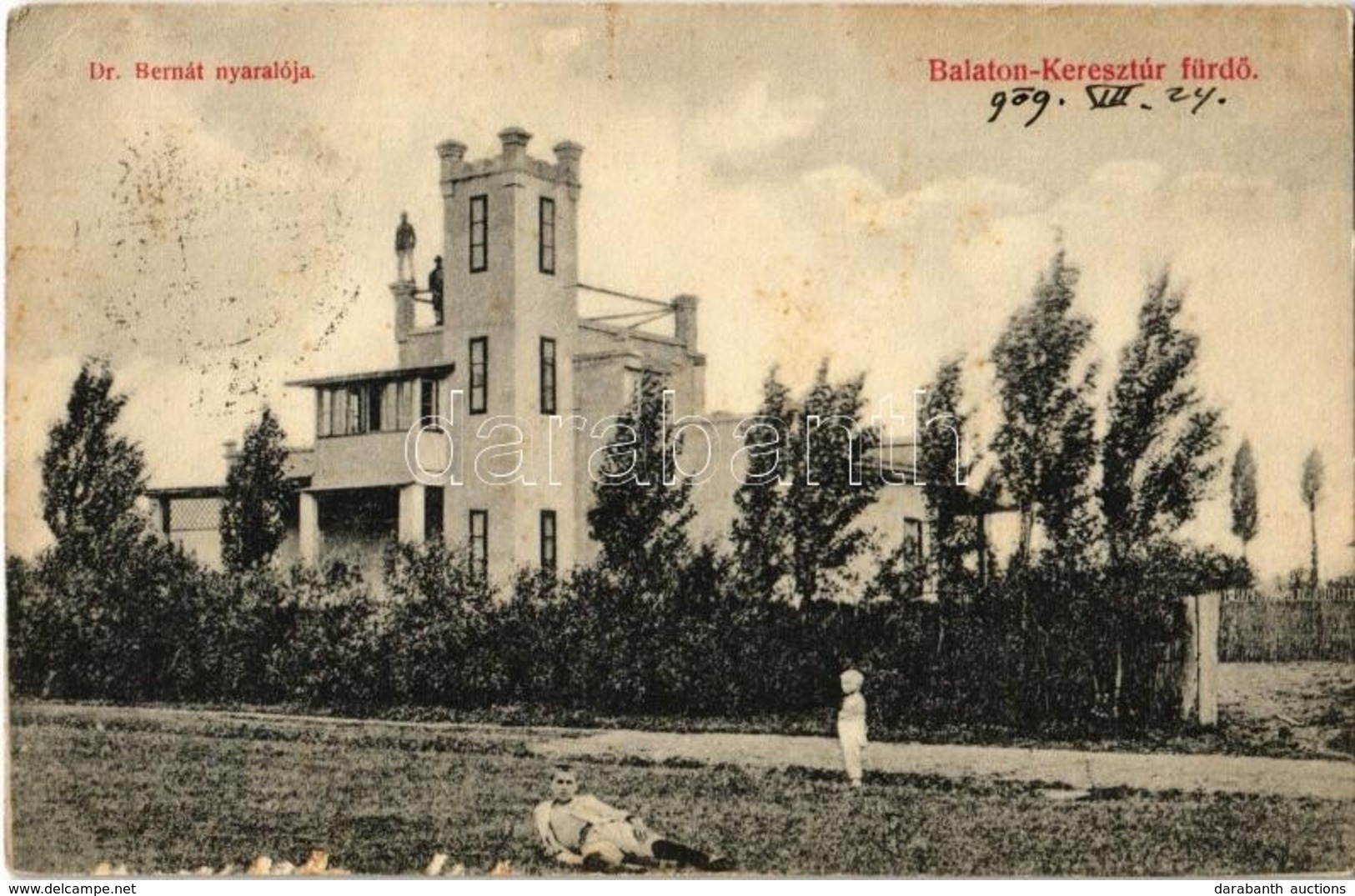 T2/T3 1909 Balatonkeresztúr, Dr. Bernát Nyaralója, Villa. Kiadja Müller Vilmos (EK) - Zonder Classificatie