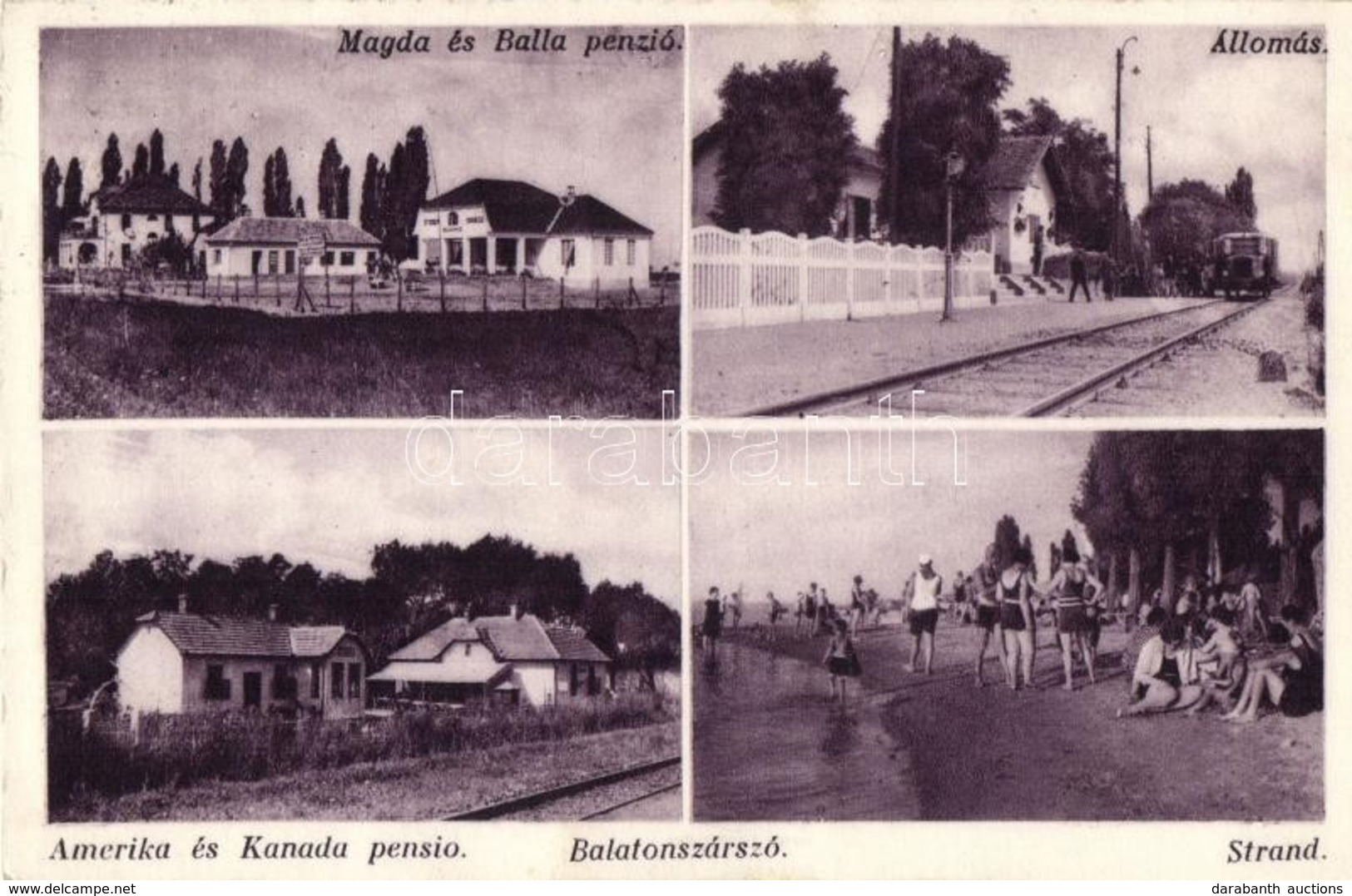 T2 Balatonszárszó, Magda és Balla és Amerikai és Kanada Penzió, Vasútállomás, Strand, Fürdőzők - Unclassified