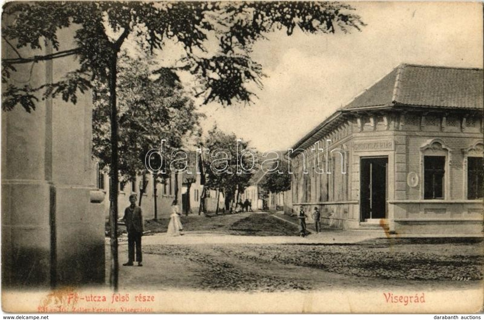 T2/T3 1906 Visegrád, Fő Utca Felső Része, Gyógyszertár. Kiadja Ifj. Zoller Ferenc 131. Sz. (fl) - Zonder Classificatie