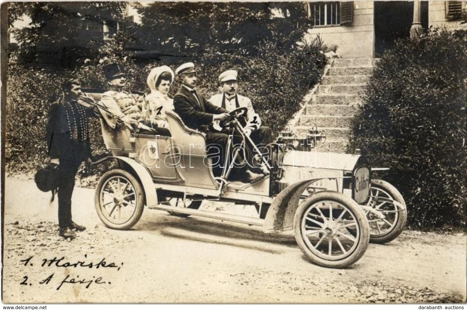 T2/T3 1909 Brassó, Kronstadt, Brasov; Előkelő Társaság 'Colibri' Automobilban / Upscale Gentlemen And Lady In A 'Colibri - Unclassified