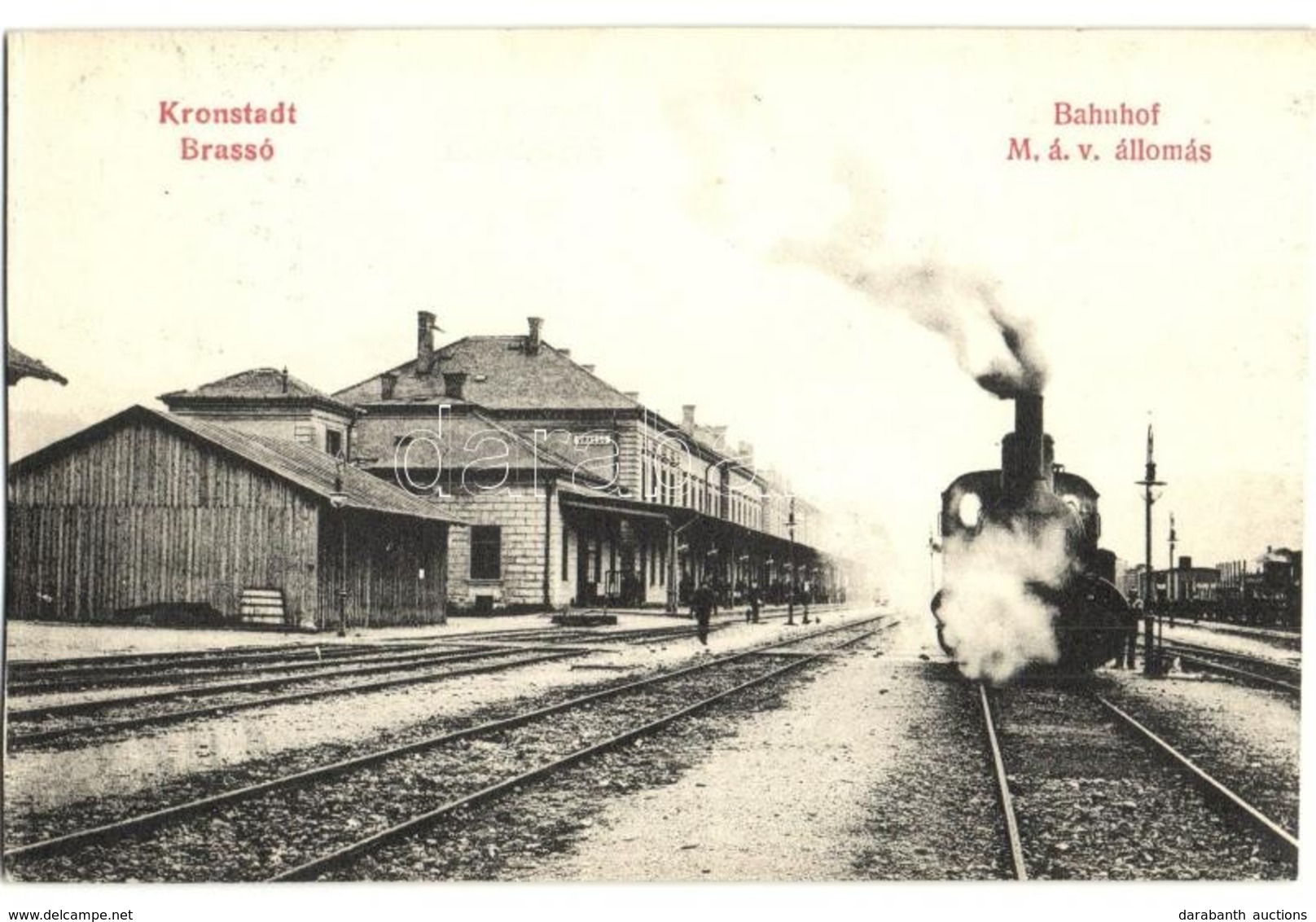 ** T2/T3 Brassó, Kronstadt, Brasov; MÁV Vasútállomás Induló Gőzmozdonnyal / Railway Station With Locomotive (leporellofü - Ohne Zuordnung