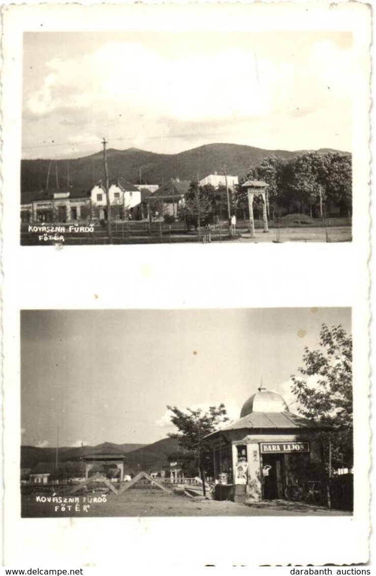 T2 Kovászna, Covasna; Fő Tér, Bara Lajos üzlete, Kerékpár / Main Square, Shop, Bicycle. Photo - Unclassified