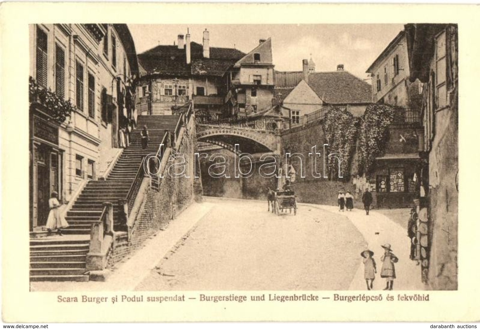 ** T2 Nagyszeben, Hermannstadt, Sibiu; Várlépcső és Fekvőhíd / Scara Burger Si Podul Suspendat / Castle Staircase, Bridg - Unclassified