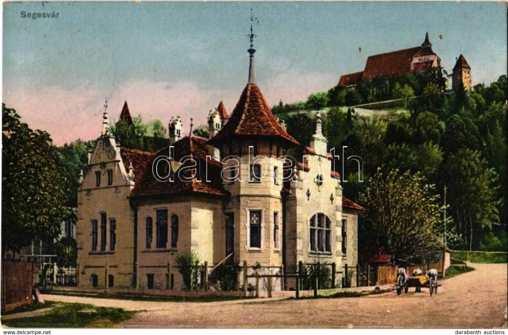 * T2/T3 1915 Segesvár, Schässburg, Sighisoara; Evangélikus Vártemplom, Utcakép / Bergkirche / Lutheran Fortified Church, - Zonder Classificatie