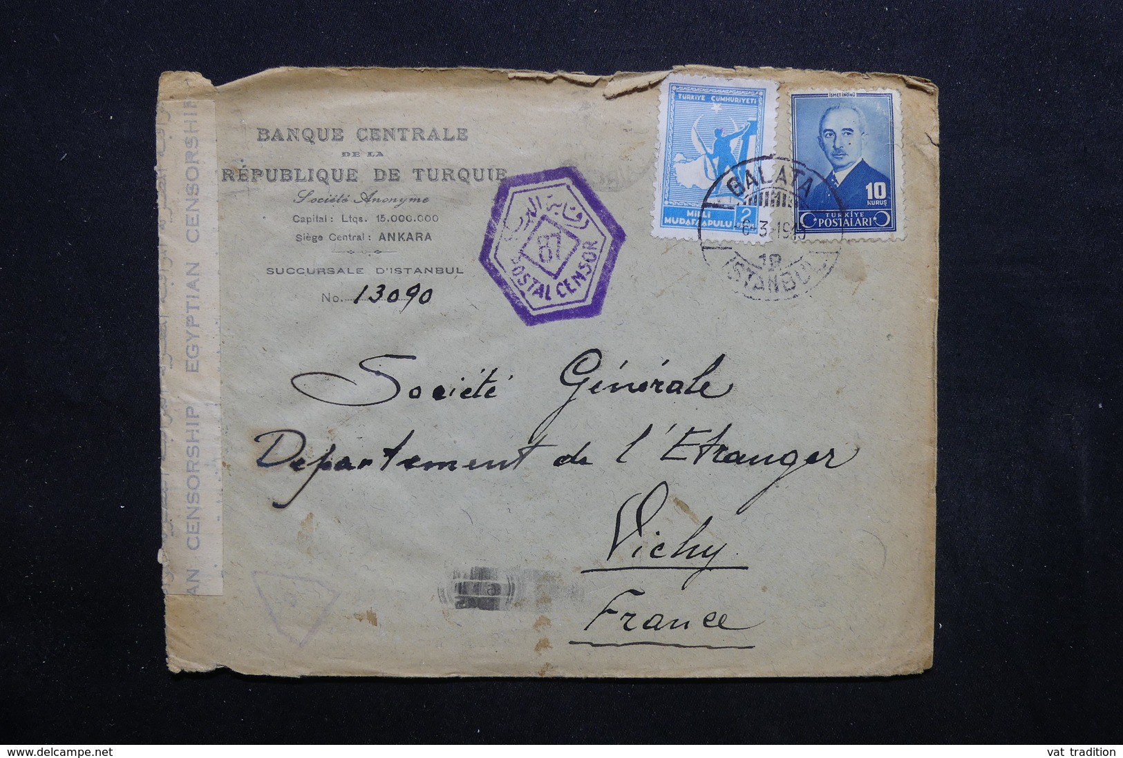 TURQUIE - Enveloppe Commerciale De Istanbul Pour La France Avec Contrôle Postal , Affranchissement Plaisant - L 32358 - Lettres & Documents