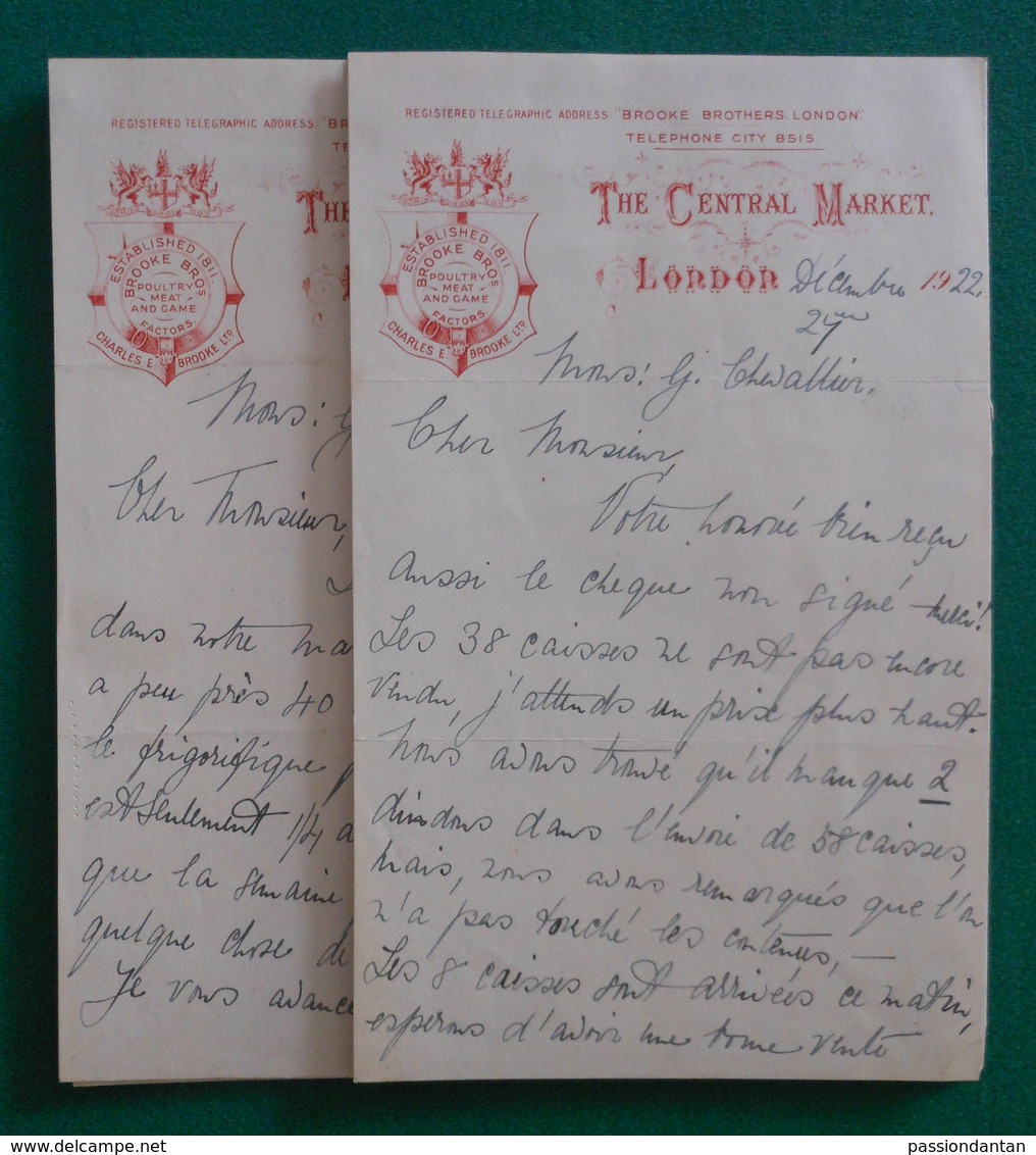 Sept Documents Commerciaux à Entête De La Maison Brooke Brothers Sise à Londres - Années 1920 - Royaume-Uni