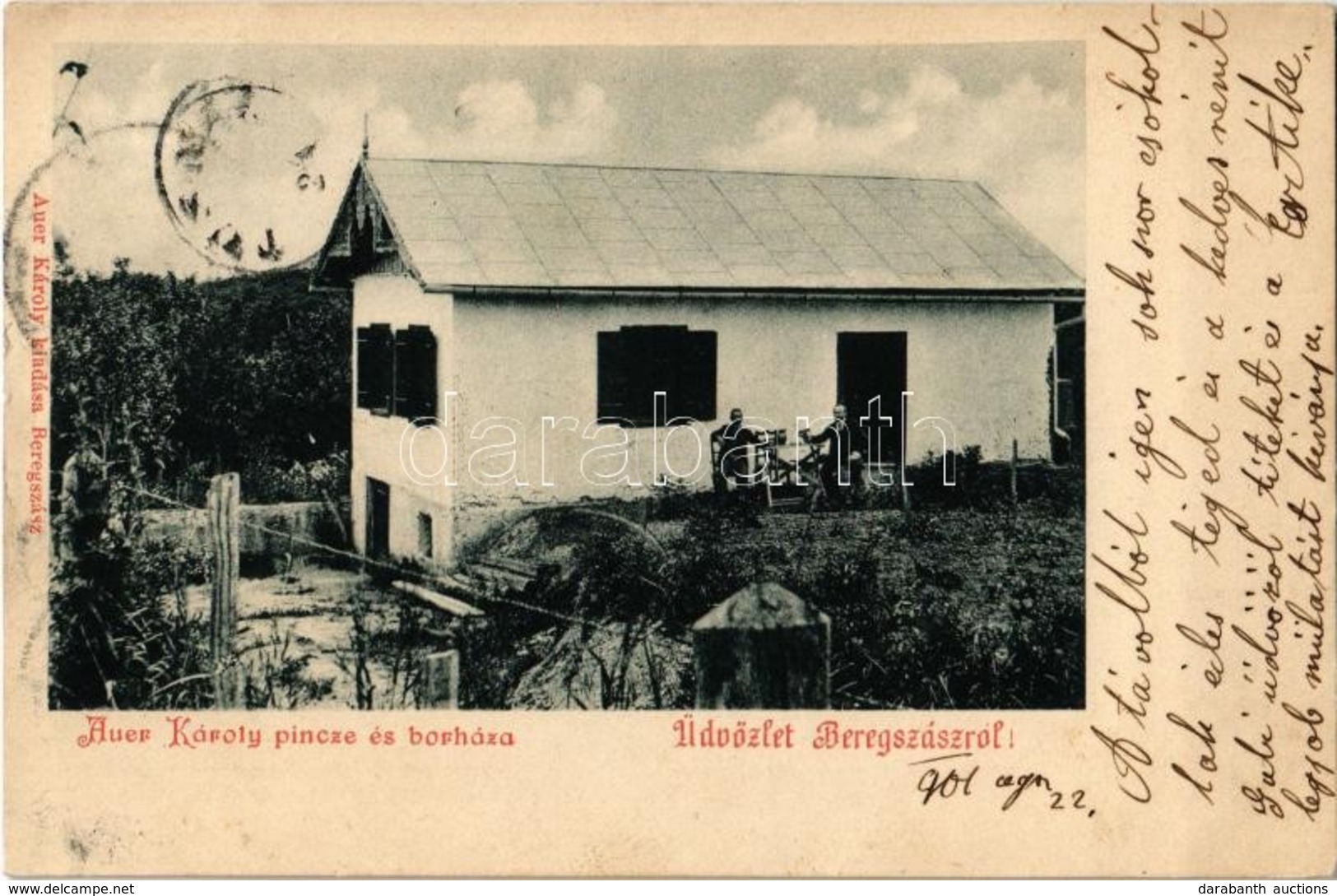 T2 1901 Beregszász, Berehove; Auer Károly Pince és Borháza és Saját Kiadása / Vineyard And Wine Cellar - Zonder Classificatie