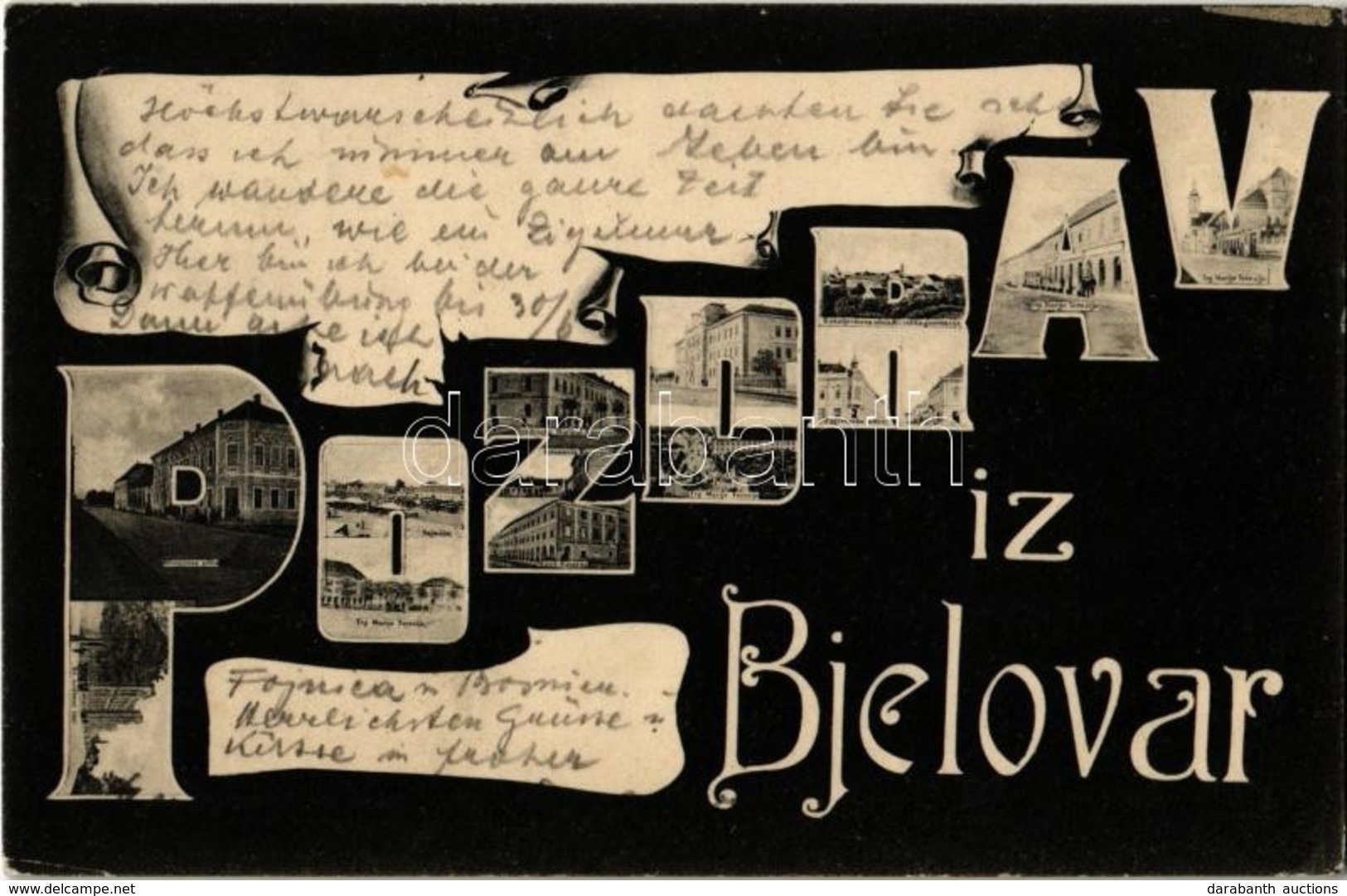T2/T3 1906 Belovár, Bjelovar; Szecessziós üdvözlőlap / Pozdrav / Art Nouveau Greeting Art Postcard (EK) - Sin Clasificación