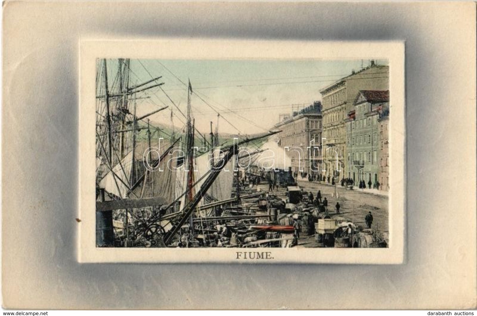 * T2/T3 1910 Fiume, Rijeka; Rakpart, Tehervonat, Gőzmozdony. L. & P. 3243. / Quay, Wharf, Freight Train, Locomotive (Rb) - Unclassified