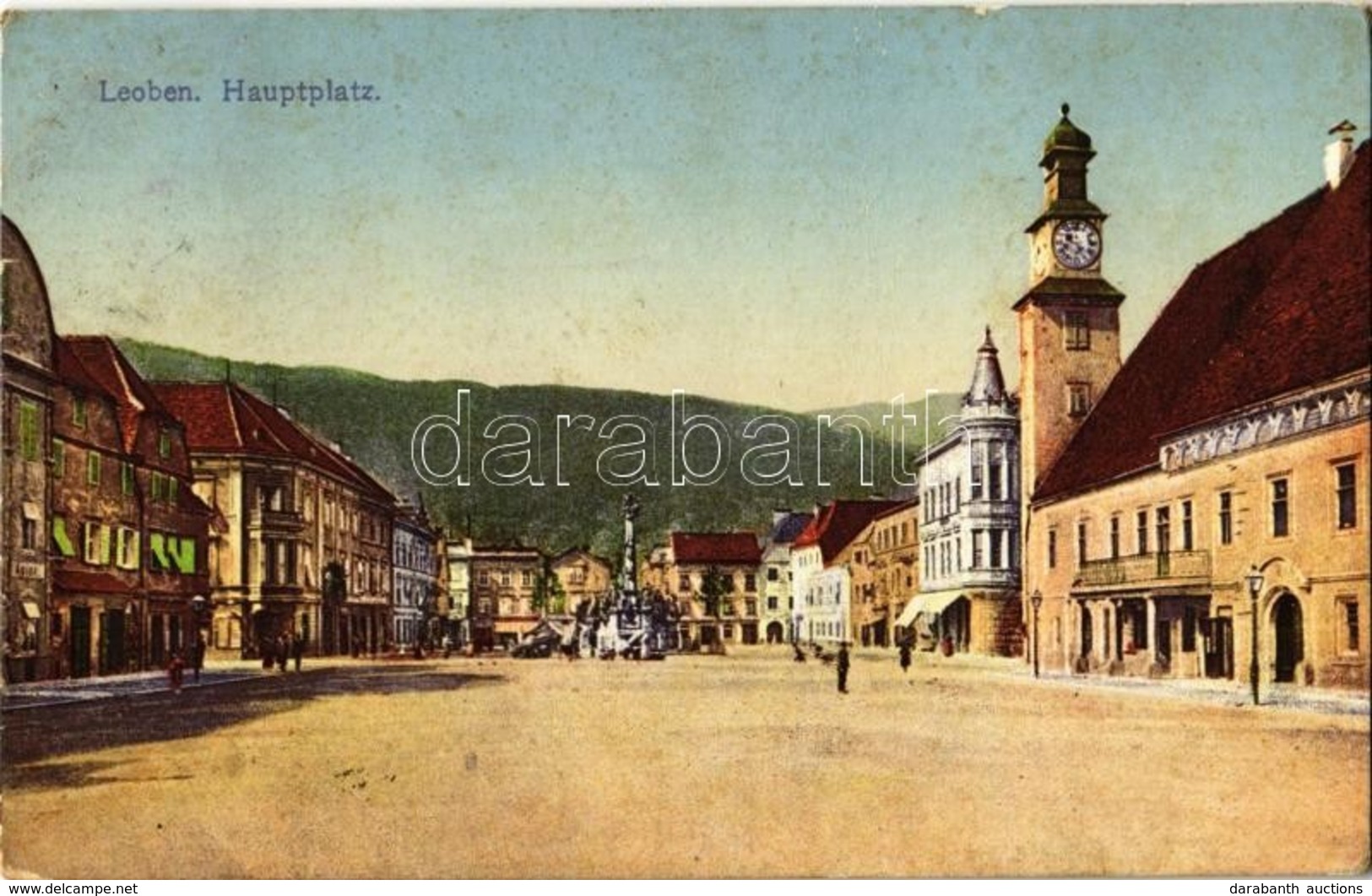 T2/T3 1917 Leoben, Hauptplatz / Main Square + K.u.K. Zensurstelle Klagenfurt 1. (fl) - Zonder Classificatie