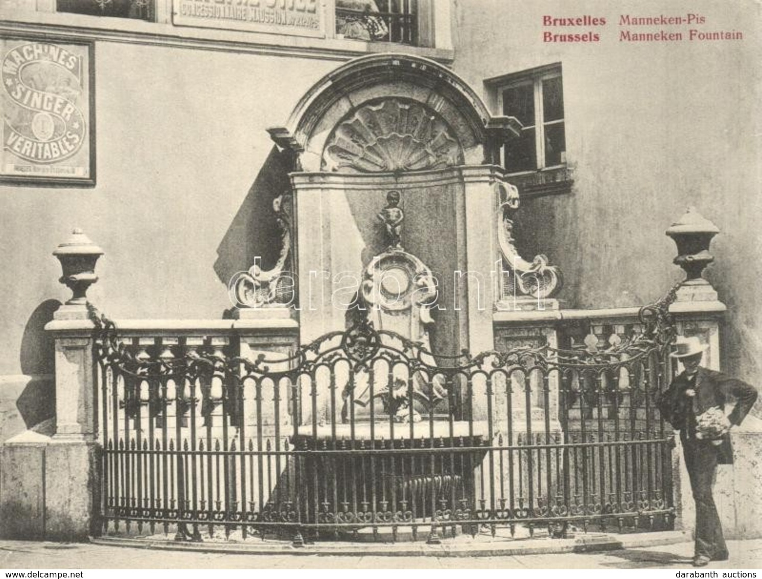 ** T2/T3 Brussels, Bruxelles; Manneken Pis Fountain, Oversized Postcard (13,7x17,9 Cm) (EK) - Unclassified