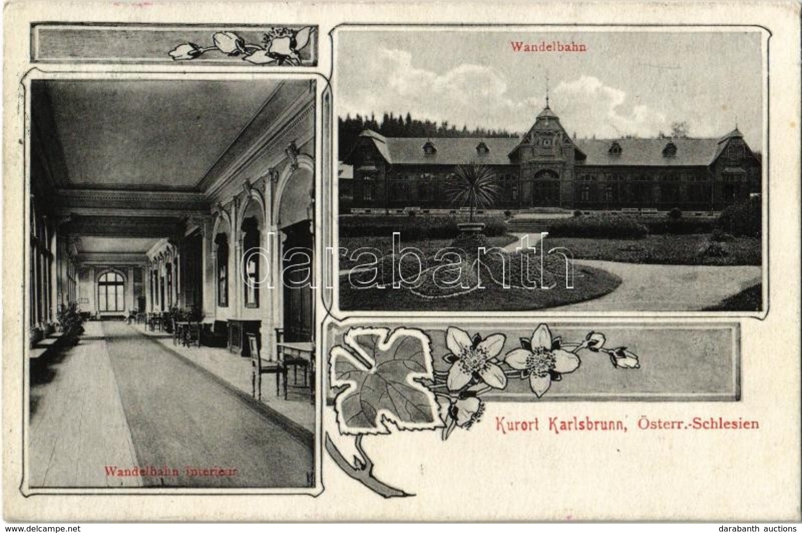 T2 1909 Karlova Studánka, Bad Karlsbrunn; Wandelbahn, Wandelbahn Interieur. Verlag W. Krommer / Spa Pavilion, Interior.  - Zonder Classificatie